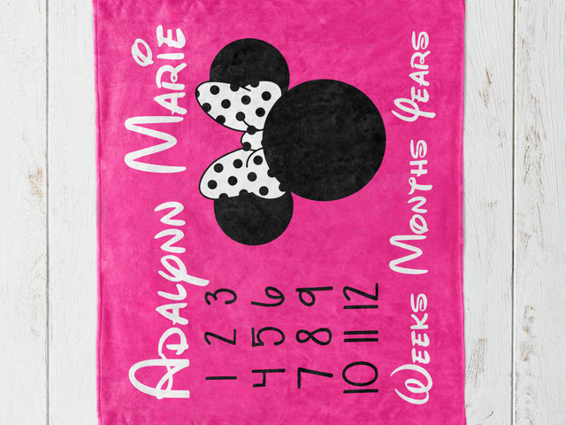Personalized Minnie Mouse Milestone Blanket