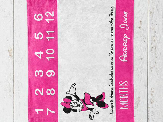 Personalized Minnie Mouse Monthly Milestone Blanket