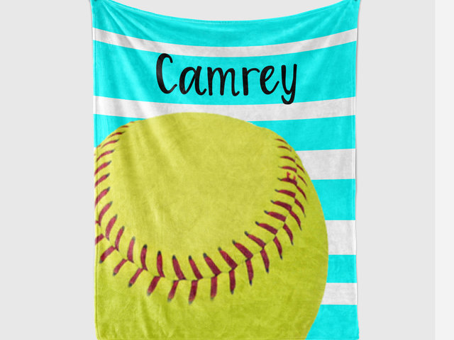 Personalized Striped Softball Blanket
