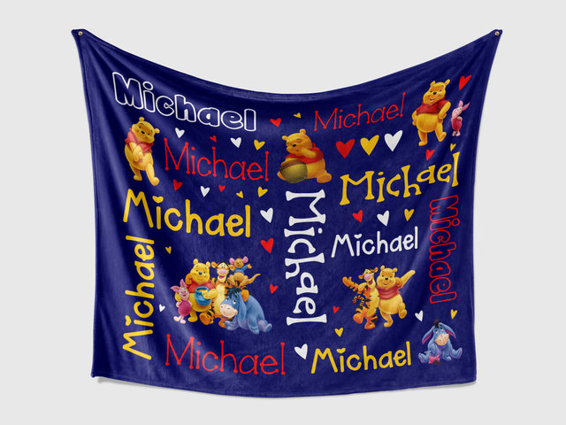 personalized Winnie the Pooh and Friends Blanket
