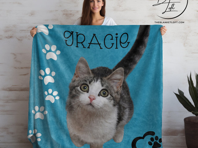 Personalized Cat Photo Blanket
