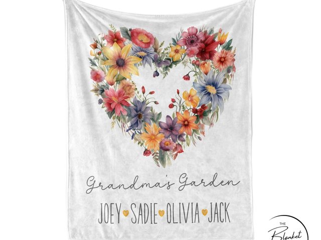 Grandmas Garden Wildflower Personalized Throw Blanket