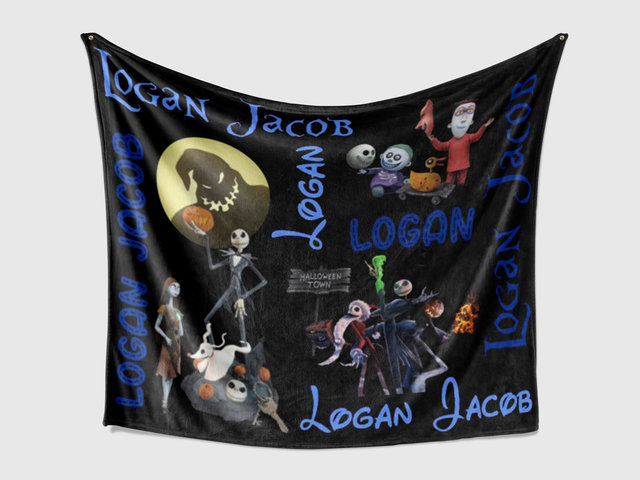 Personalized Nightmare Before Christmas Blanket 