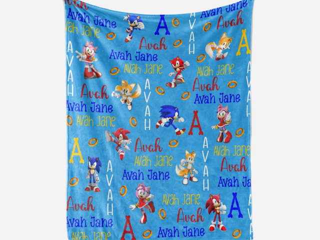 Personalized Sonic the Hedgehog Blanket