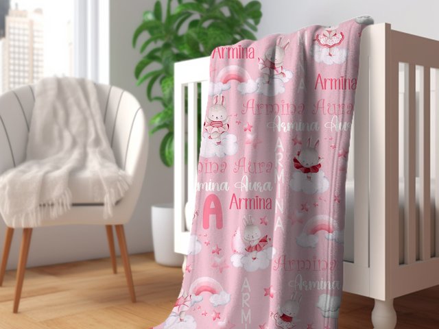Ballerina Bunnies Personalized Baby Blanket