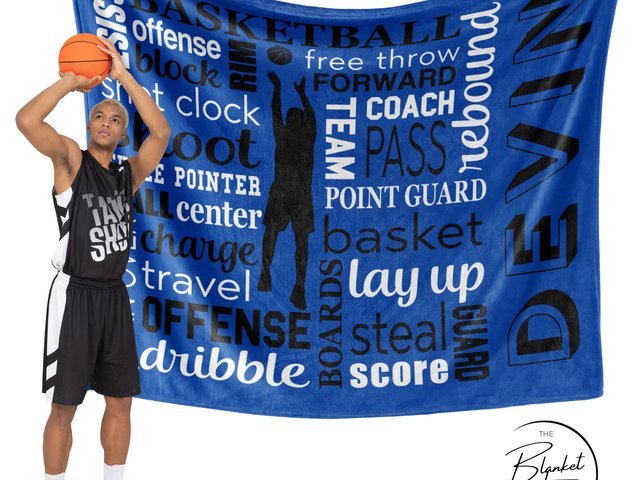 Personalized Boys Basketball Minky Blanket