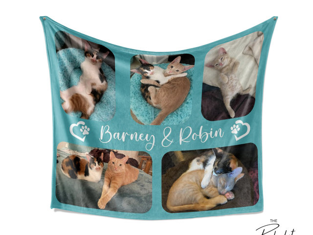 Photo Collage Throw Blanket for Cat Lover