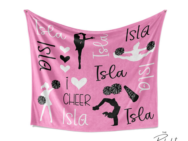 I Love Cheer Blanket Personalized with Name