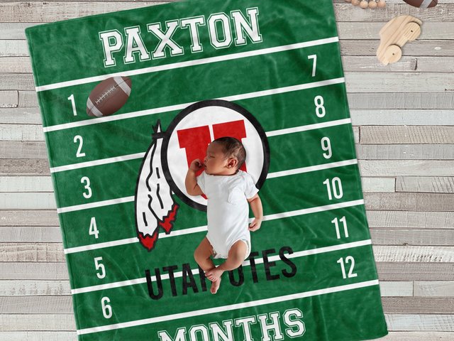 Personalized College Football Monthly Milestone Blanket