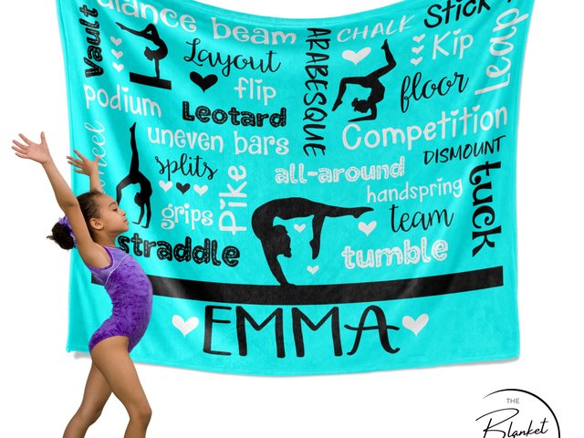 Personalized Gymnastics Words Blanket