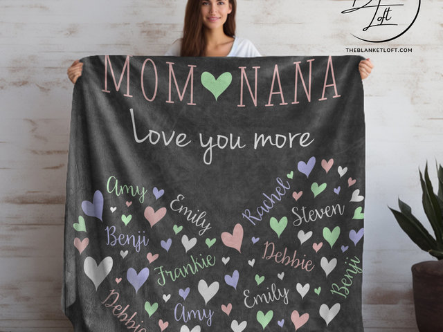 Family Names in a Heart Design Blanket Throw