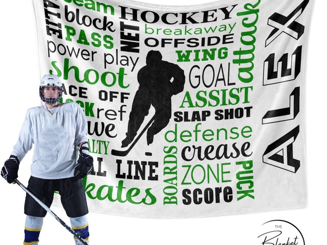 Personalized Boys Hockey Blanket