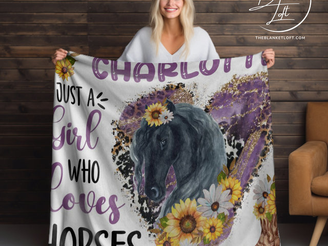 Just a Girl Who Loves Horses Personalized Blanket