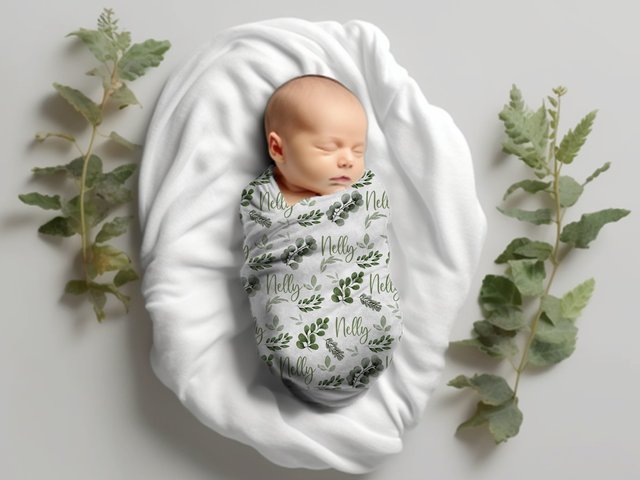Name Blanket with Greenery