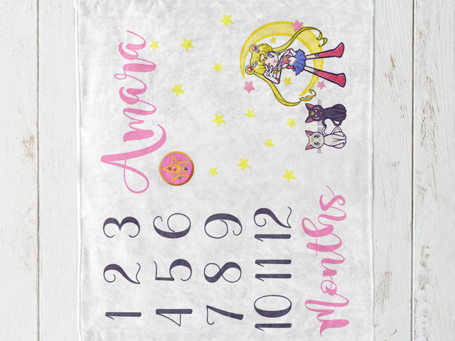 Personalized Sailor Moon Milestone Blanket