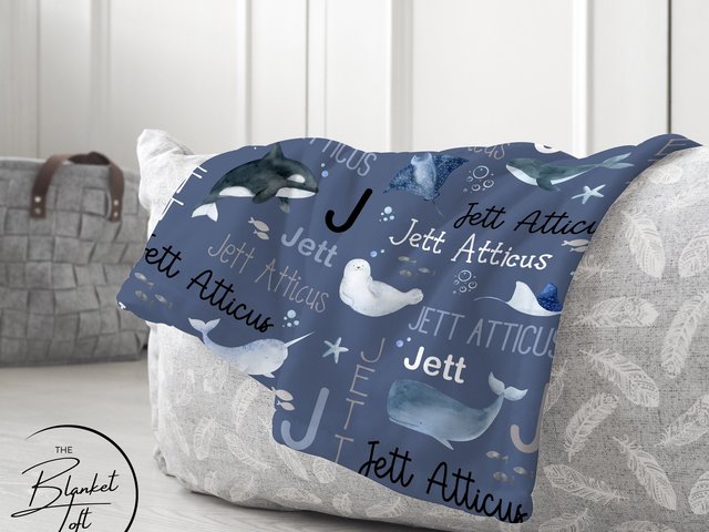 Personalized Sea life Baby Blanket
